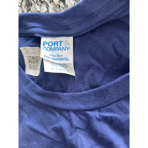 NWT Port & Company Women's Size Large Mommy of Mr. Onederful T-Shirt Blue - Picture 3 of 5